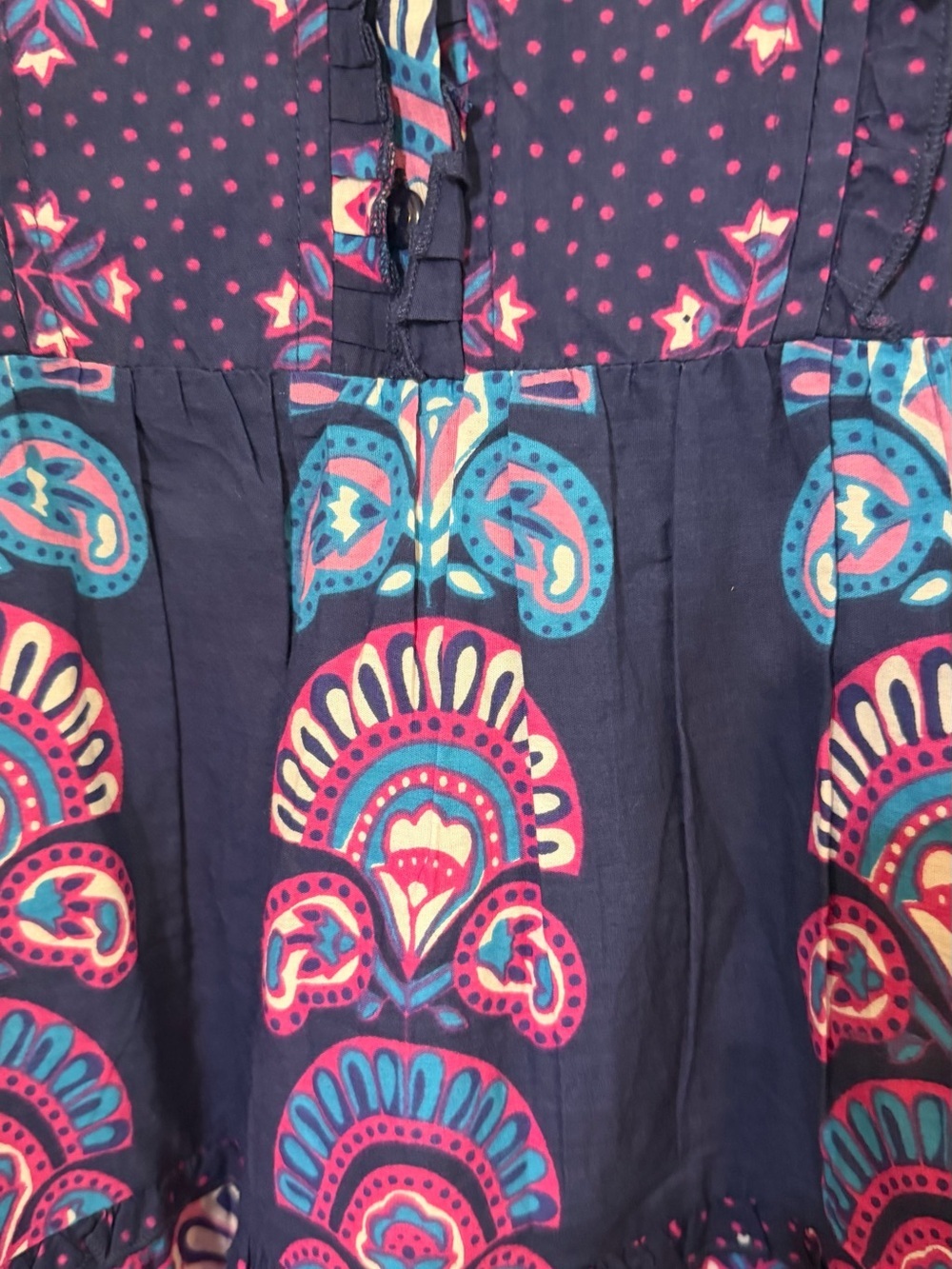 Caroline Constas Navy Dress with Pink & Teal Motif - Picture 5 of 9